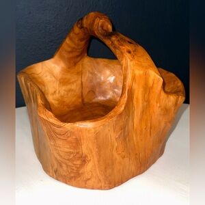 Mid Century Large Hand Carved Burl Bowl